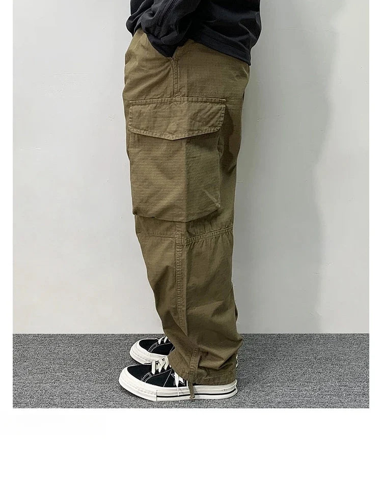 High Quality Cotton Cargo Pants Mens Clothing Plus Size Casual Pants Japanese Harajuku Casual Tactical Joggers Baggy Trousers