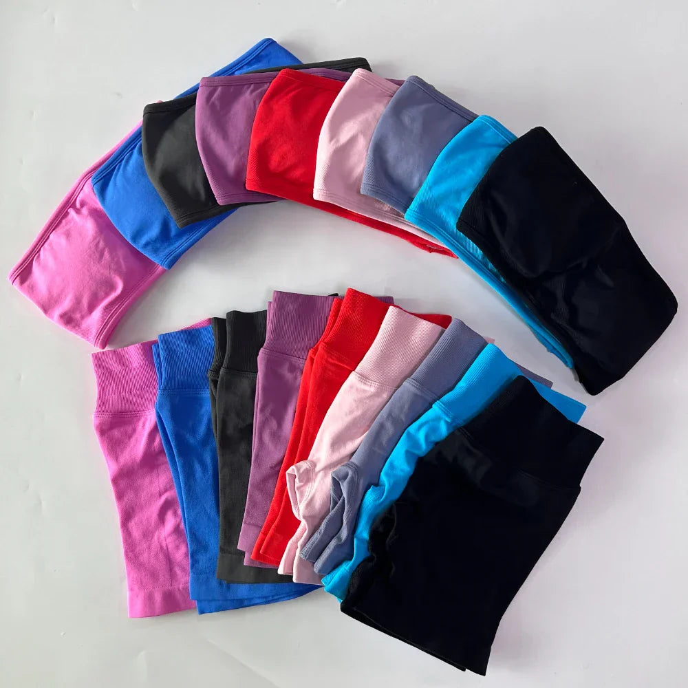 2 Pieces Yoga Set Women Backless Bandeau Sports Bra Scrunch Shorts Yoga Clothing Workout Clothes Outfits Sets Gym Set