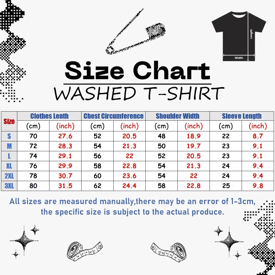 Y2k High Street Vintage Washed Men's Cotton T-Shirt Classic Movie Casual Loose Fit Short Sleeve Round Neck Tee Unisex Fans Gift