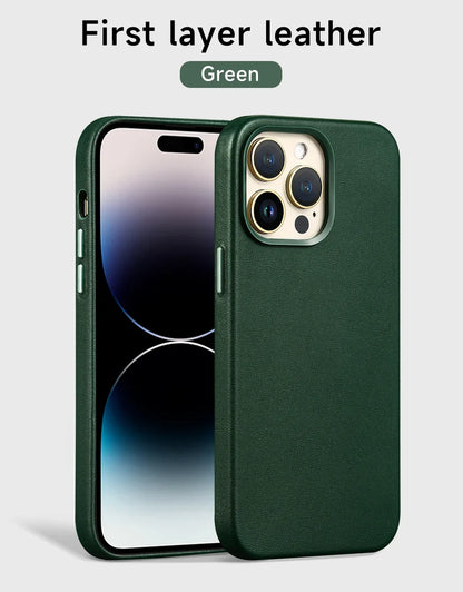 جراب جلد مغناطيسي فاخر لهاتف Apple iPhone 17 Pro Max 16 13 12 14 15 Plus غطاء MacSafe رسمي لهاتف Magsafe i Phone Etui