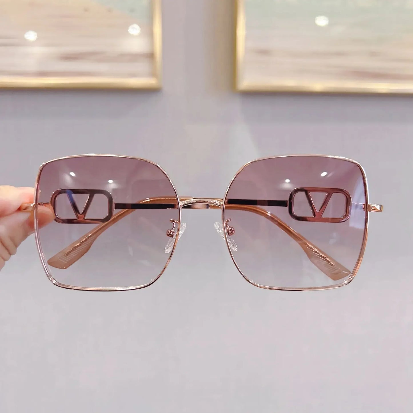 New Fashion Metal Frame Square  Sunglasses for Women Oversized Anti-ultraviolet Polarized Sun Glasses Women's High-end Gafas