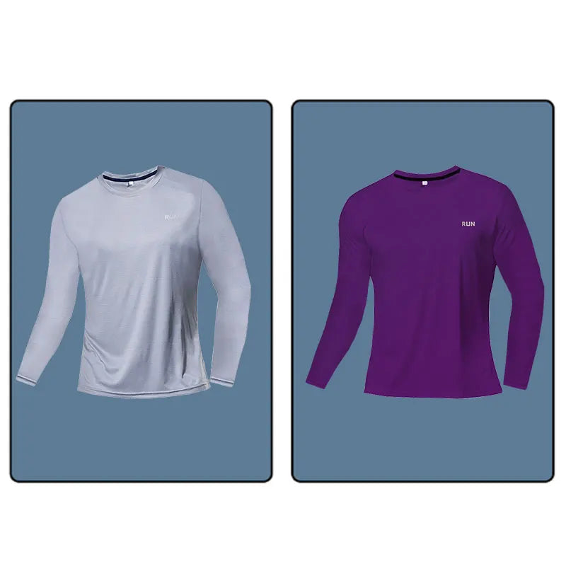 Men Long Sleeve Sport T-shirt Quick Dry Running Shirt Breathable Anti-sweat Top Gym T Shirt Men Fitness Gym Clothing Men 2023