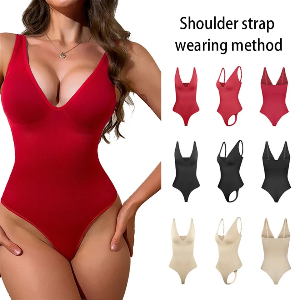 Slimming Underwear Bodysuits Tummy Reducing  Waist Trainer Shapewear Sexy Deep V Halter Top Two Ways To Wear