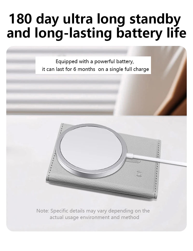 Luxury Leather Magnetic Storage Charge Wallet Bracket For iPhone 16 15 14 13 12 Pro Max Findmy Magsafe With Tracking Anti-theft