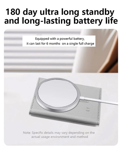 Luxury Leather Magnetic Storage Charge Wallet Bracket For iPhone 16 15 14 13 12 Pro Max Findmy Magsafe With Tracking Anti-theft