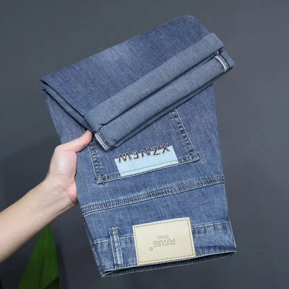Summer Thin Men's Embroidered Denim Shorts Fashion Stretch Slim Breathable Straight Jeans Personality Bermuda Short Pants Male