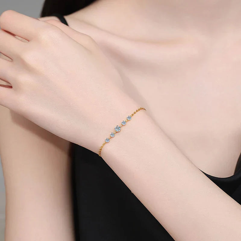 Micro Full 2/2.5/3mm D Color Moissanite Diamond Tennis Bracelet for Woman 925 Silver Plated 18k Adjustable Link Bracelets