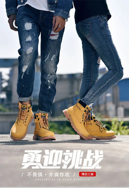 Genuine Leather Mens Women Winter Ankle Military Treking Snow Yellow Tactical Boots Outdoor for Men Work Shoes Sneakers