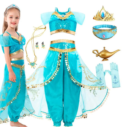 Aladding and the Magic Lamp Jasmine Fairy Costume Princess Dress up for Little Girl Fancy 2026 Halloween Carnival Cosplay Outfit