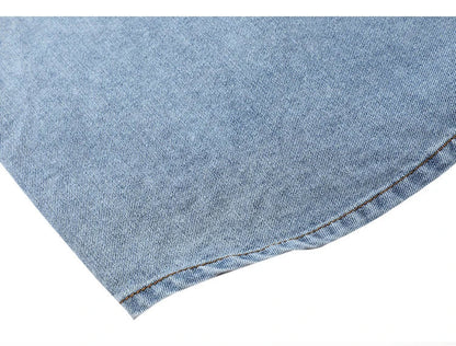 2025 Spring Autumn Palace Style Ruffled Denim Blouse Small Stand Collar Oblique Placket Long Sleeve Shirt for Women