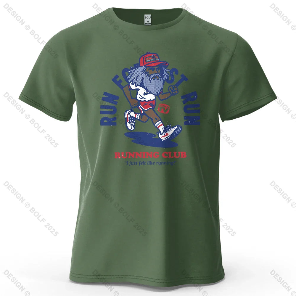 Running Club Printed Men's T-Shirt 100% Cotton Oversized Fitness Motivation Graphic Tees for Women Tops Tees Streetwear