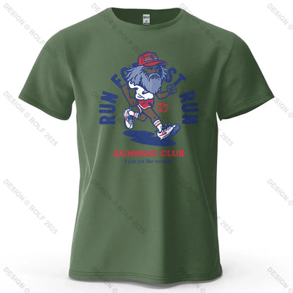 Running Club Printed Men's T-Shirt 100% Cotton Oversized Fitness Motivation Graphic Tees for Women Tops Tees Streetwear