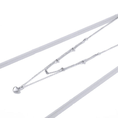 925 Sterling Silver Romantic Heart Pendant Necklace for Women Gold Double Layer Choker Female Fine Jewelry Anniversary