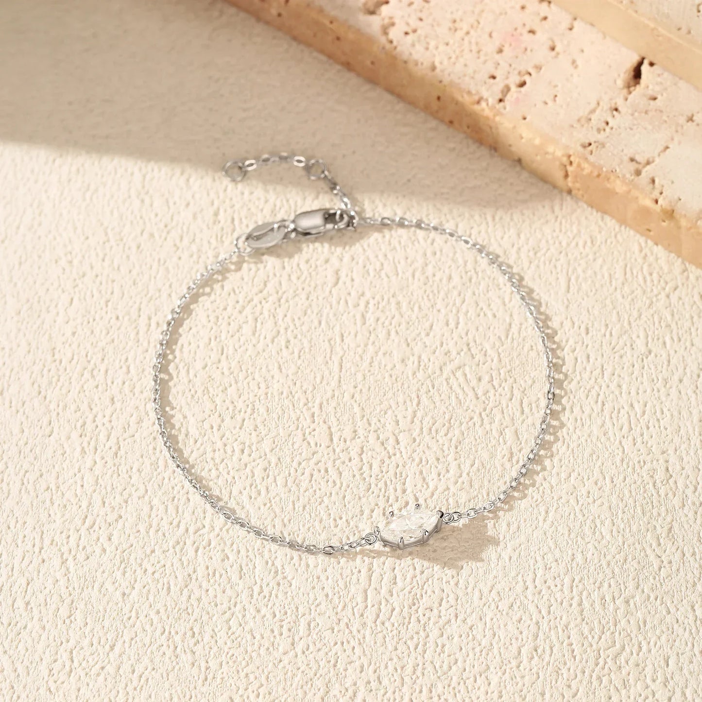 0.5CT Marquise Cut Moissanite 925 Sterling Silver Fashion Lab Diamond Link Chain Bracelets For Women Fine Jewelry Gift