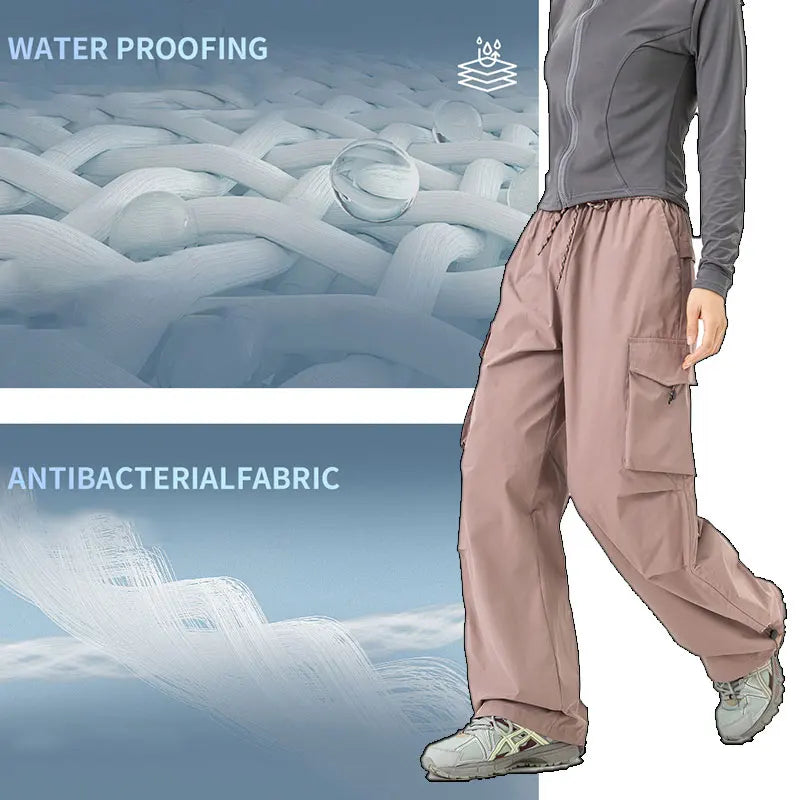 Autumn Hiking Pants Elastic Waist Outdoor Waterproof Camping Trousers Women Large Pocket Breathable Mountaineering Cargo Pants
