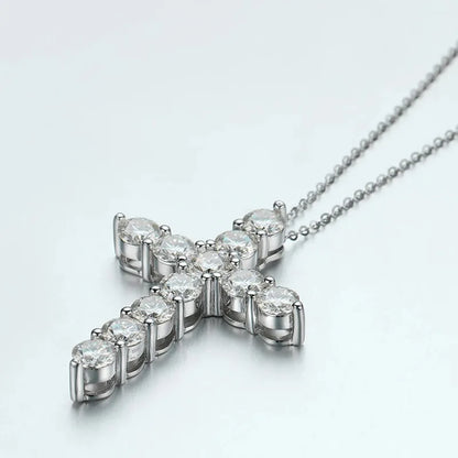 Certified 3.5MM Moissanite Necklace 14K Gold Filled Cross Pendant Necklace for Women Europe and America Vintage Jewelry