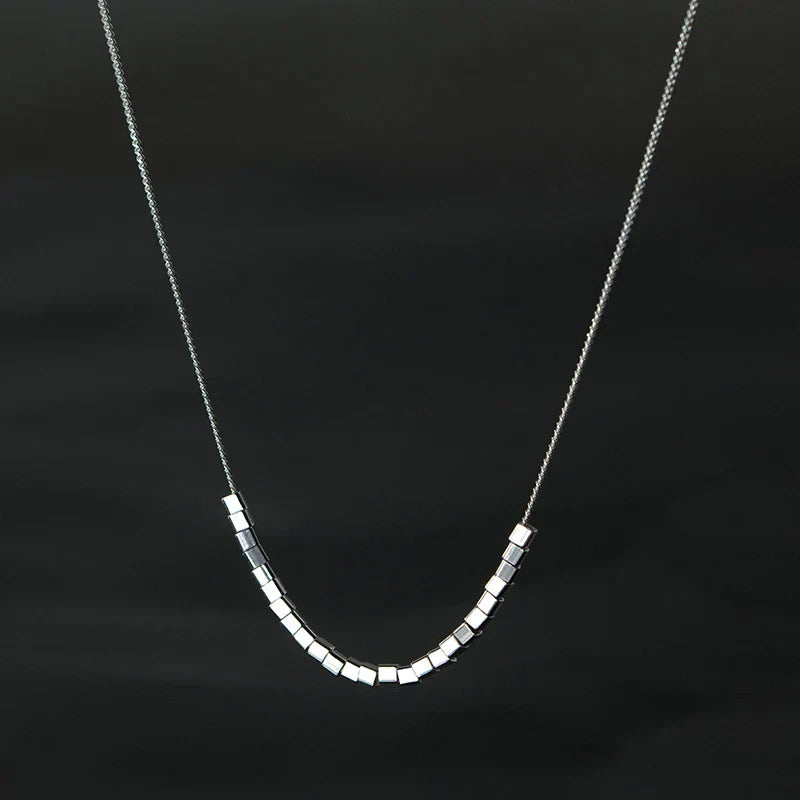 925 Sterling Silver Slide Block Sparkling Necklace Basic Chain Link Simple Fine Jewelry For Women Valentine's Day Gift