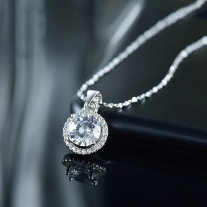 Genuine 925 Sterling Silver Luxury Chain Brand Necklace with 2.0Ct AAAAA Level Zircon Necklaces Gift Jewelry for women