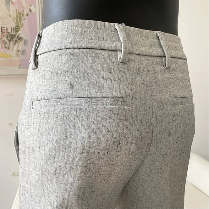 Summer New Men's Casual Stretch Trousers High Quality Fashion Slim Fit Solid Color Formal Business Social Office Suit Pants