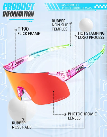 Photochromic Sunglasses Cycling Blue Outdoor Sports Bike Glasses Red Man MTB Fishing Glasses Eyewear Bicycle Goggles 2024