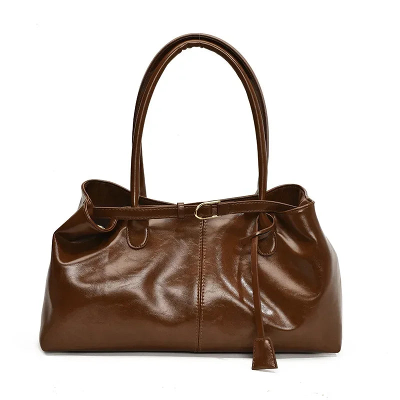 2025 New PU Leather Tote Bag Slouchy Hobo Handbag Fashion Shoulder Bag Large Top Handle Bag for Women Work Shopping Travel