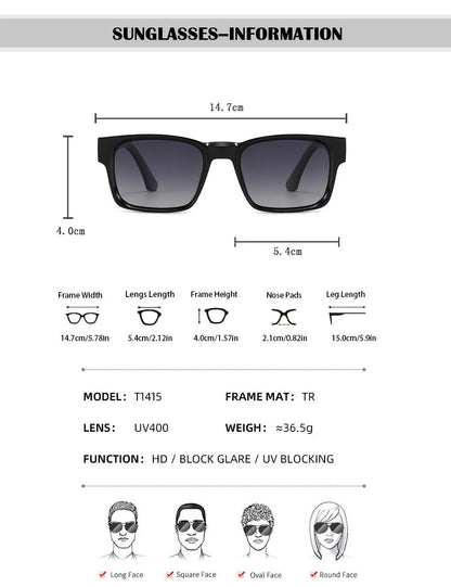 Fashion Polarized Sunglass Men Vintage Square Sunglasses Women 2025 Sun Glasses Gafas De Sol Polarizadas Lunette De Soleil Homme