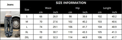American Retro Washed Low Waist Jeans Women's Loose Straight Jeans Pants Street Winter Fashion Denim Pants