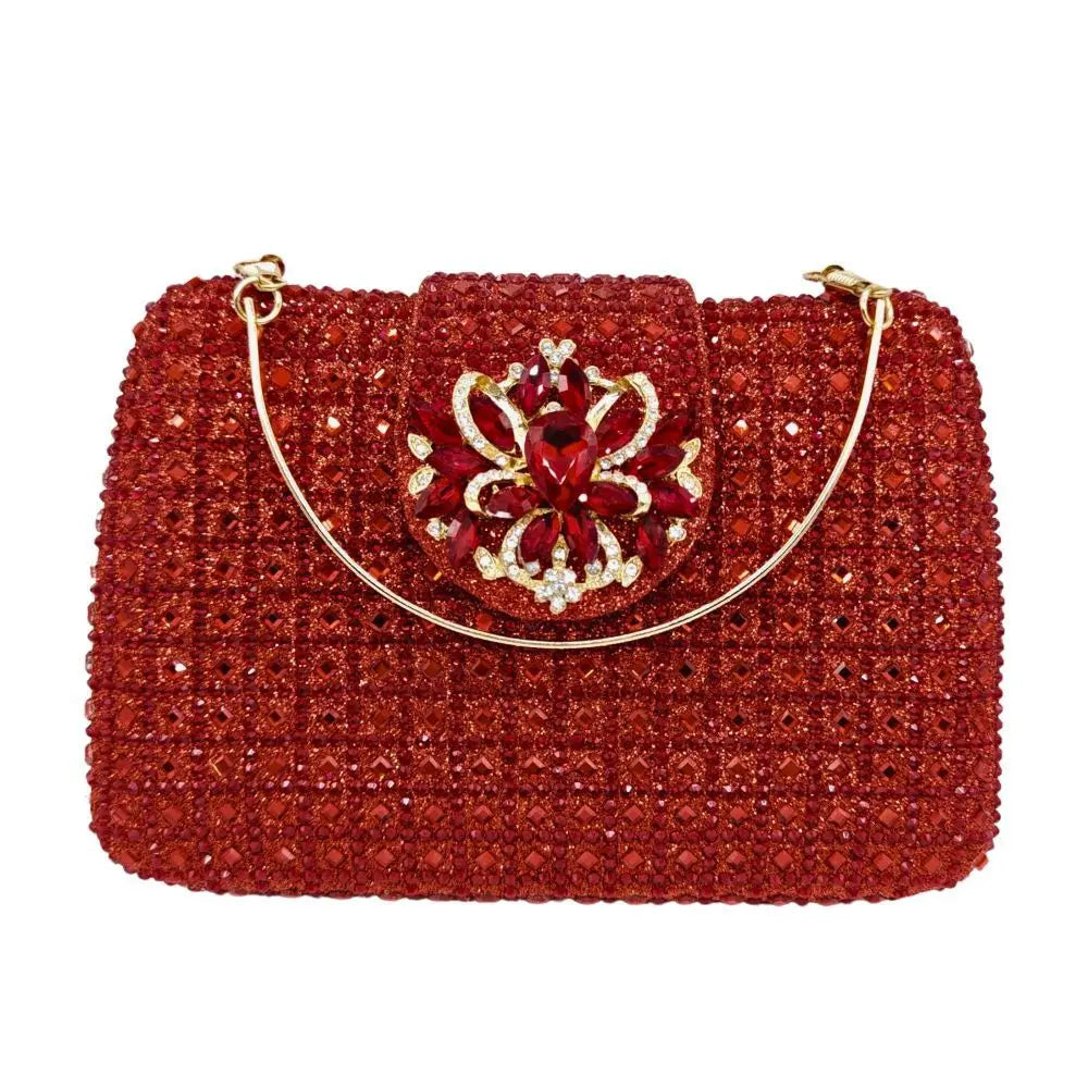 Sparkling Rhinestone Clutch Bag Lady Crystal Evening Purse Luxury Metal Handle Chain Handbag Wedding Party Dinner Diamond Bags