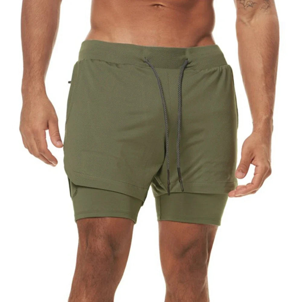 Plus 5XL Men's Fitness Shorts 2 IN 1 Jogger Streetwear Shorts Gym Bodybuilding Breathable Quick Dry Running Shorts Huge Size