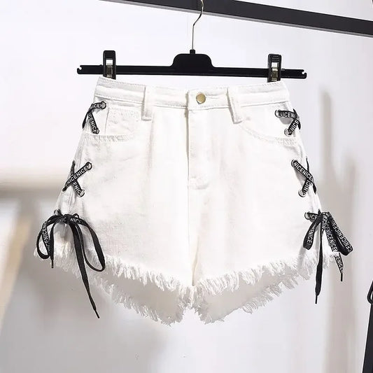 Sexy Summer White High Waist Short Pants Aesthetic Vintage Wide Leg Korean Casual Loose Fashion Women's Jean Denim Shorts Female