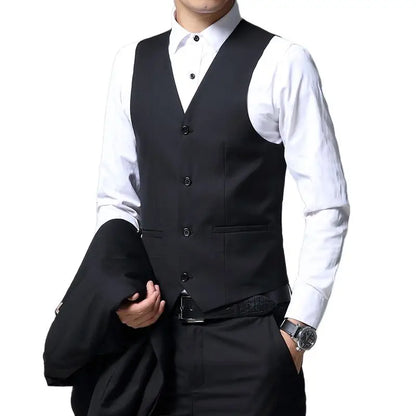 Black Stand Collar Men's 3-Piece, Wedding Party Blazer Jacket and Vest with Pants, Blue Asian Size Slim Fit Sets.