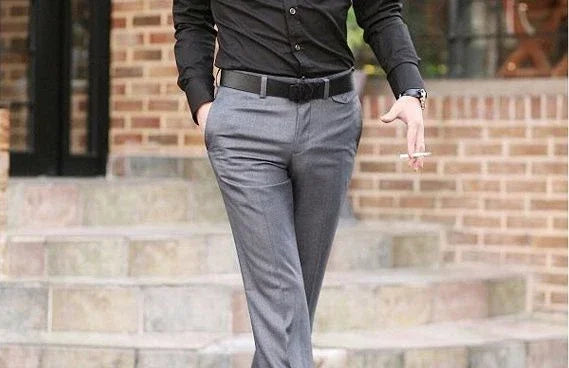 Brown Plus Big Size Male Suit Trousers Straight Men's Summer Pants Up Elegant 2025 Korean Style Clothes Classic Reviews Many