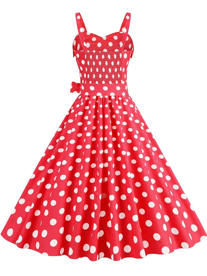 Spaghetti Strap Pink Plaid Dress Women Summer Elegant Vintage 50s Rockabilly Swing Party Dress