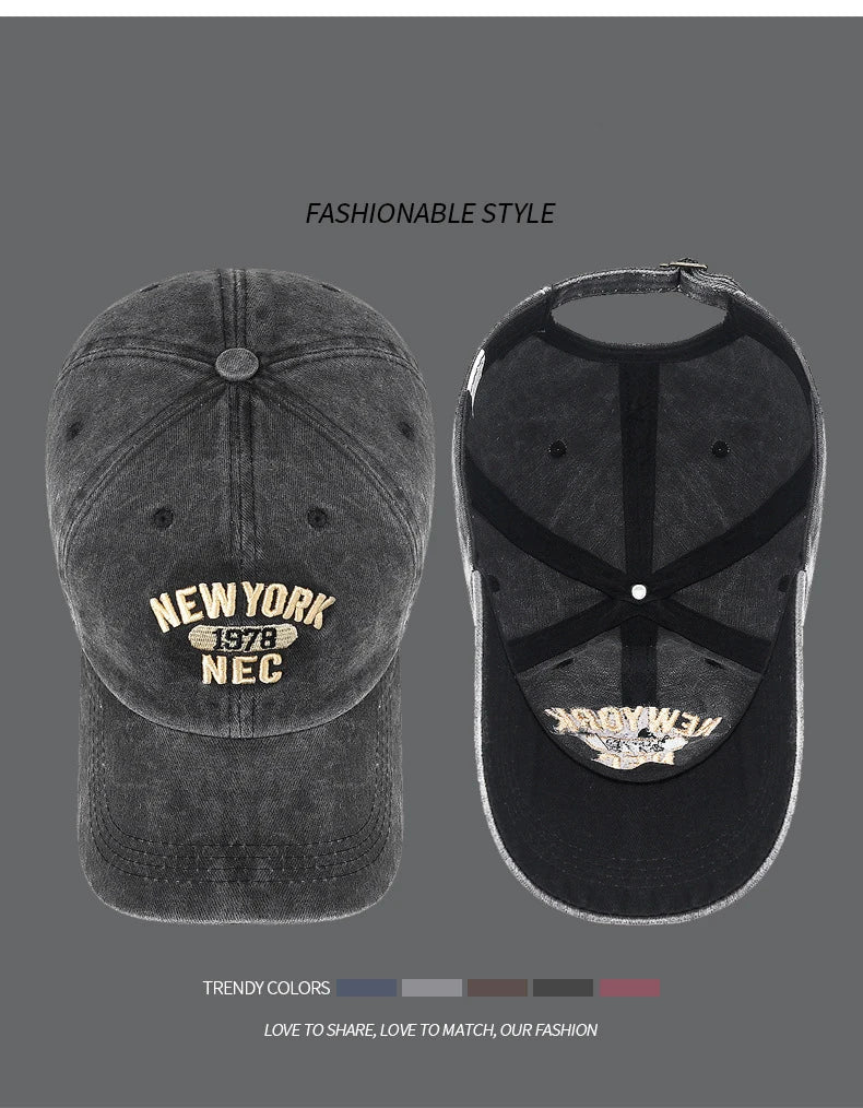 Baseball Cap Korean Washed Cotton Soft Top Hat Four Seasons Men's And Women's Embroidered American Letter Cap