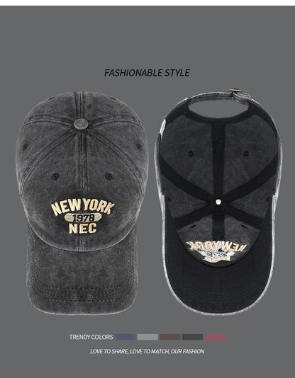 Baseball Cap Korean Washed Cotton Soft Top Hat Four Seasons Men's And Women's Embroidered American Letter Cap