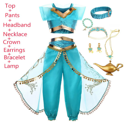 2026 Venice Carnival Rio Canaval Costume Play Jasmine Princess Dress up Girls Birthday Party Fancy Aladdin Role Playing Apparel