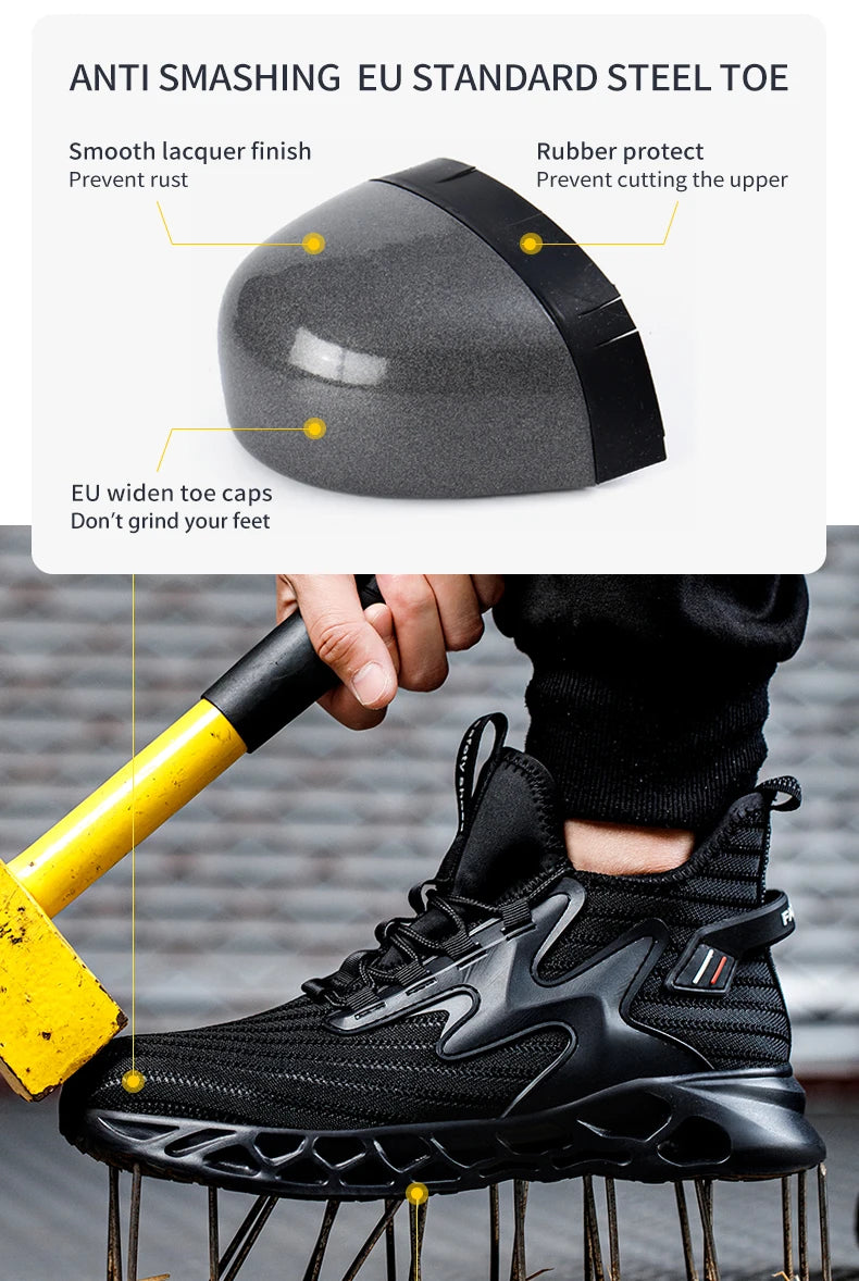 Lightweight Breathable Sneakers Work Hiker Boots Puncture-proof Outsole Construction Work Shoes Men Protection Safety Shoes