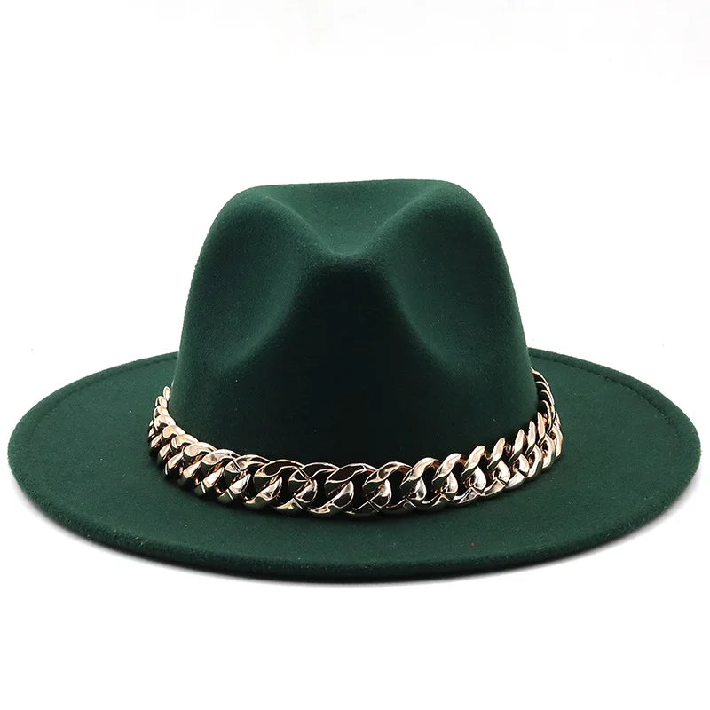 Hat For Women Autumn Winter New Party Jazz Fedora Hats With Fashion Luxury Oversized Chain Accessory Bag Two-piece Set