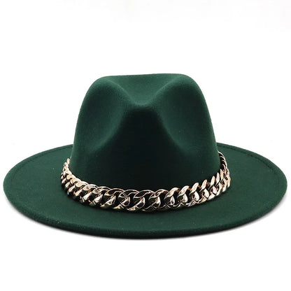 Hat For Women Autumn Winter New Party Jazz Fedora Hats With Fashion Luxury Oversized Chain Accessory Bag Two-piece Set