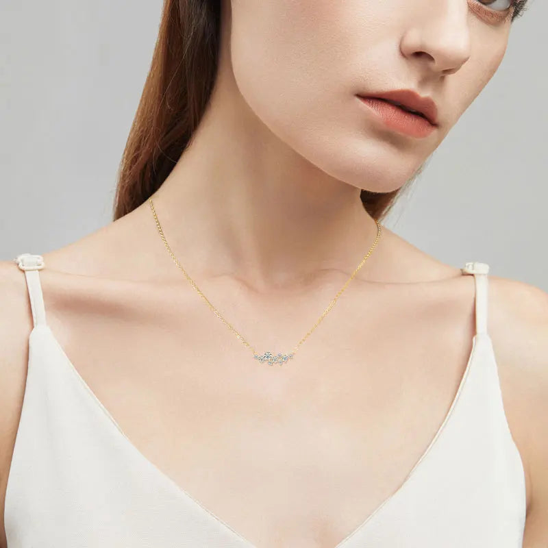 Moissanite Diamond Necklace Original 925 Sterling Silver Unique Cluster Pendant Necklaces For Women Delicate Jewellry Gift