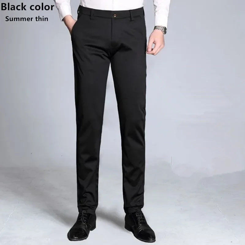 Formal Dress Suit Pants Tall Men 190CM Business Black Blue Plus Size 40 42 44 46 Extra Long Lengthened Straight Office Trousers