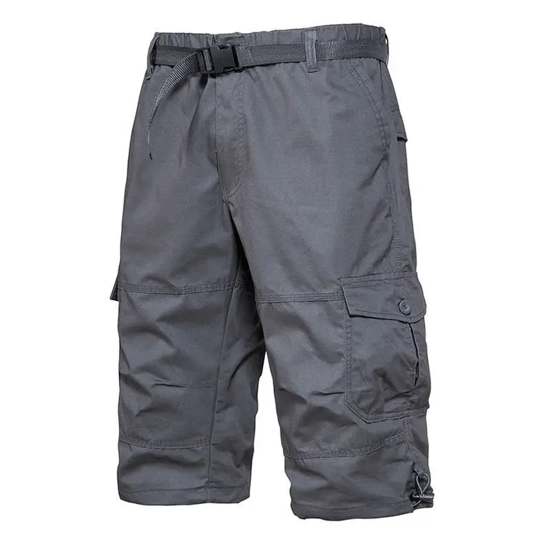 Men Summer Capri Pants Men Plus Size Multi Pocket Cargo Shorts Men Casual Outdoor Breathable Lightweight Daily Wear Street Style