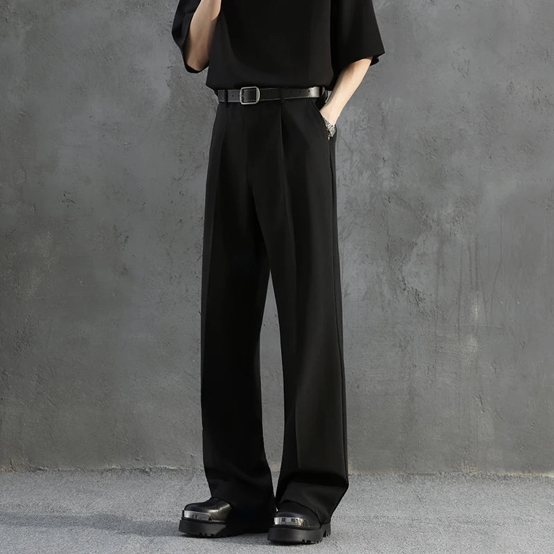 White Luxury Draped Suit Pants Men Fashion Dress Pants Korean Loose Straight Casual Pants Mens Office Formal Trousers Male S-3XL