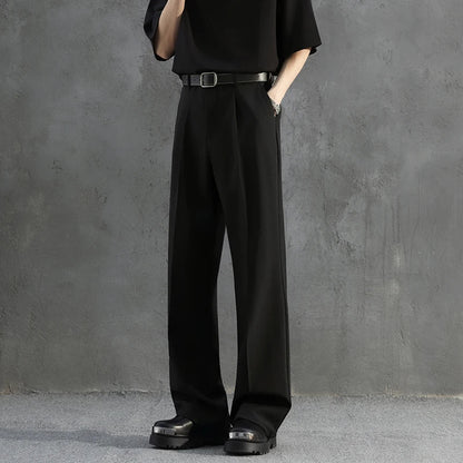 White Luxury Draped Suit Pants Men Fashion Dress Pants Korean Loose Straight Casual Pants Mens Office Formal Trousers Male S-3XL