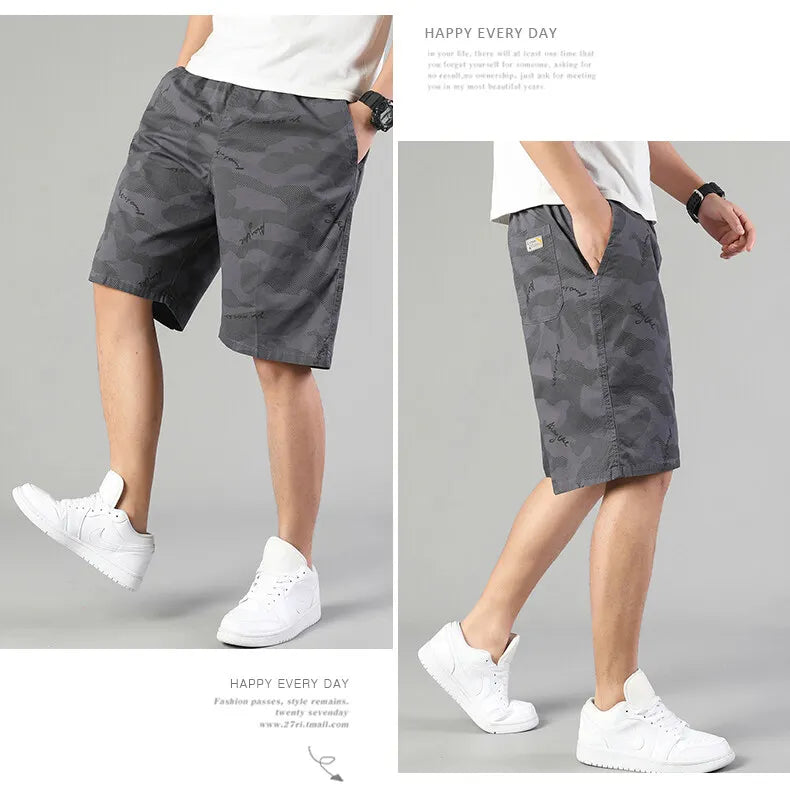 Men's Sweat Shorts Relaxed Fit Mens Cargo Shorts Casual Camo Shorts Drawstring Cotton Shorts Stretch Elastic Waist