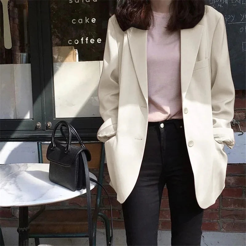 Chic Black Women's Short Suit Jacket Korean Style Casual High-End Feeling Spring Autumn New Fashion Polyester Fiber Coat