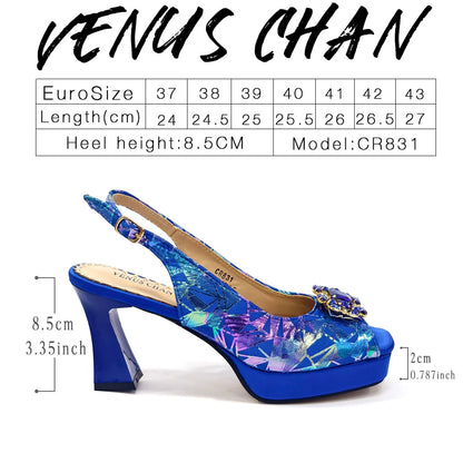 2025 Women's Elegant Yellow High Heel Shoe and Matching Bag Set with Rhinestone Accents – Stylish Square Toe Design for Parties