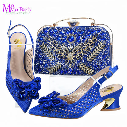 2025 High Quality Winter New Arrivals Specials Design Italian Shoes and Bag Set in Wine Color Low Heels Comfortable For Wedding