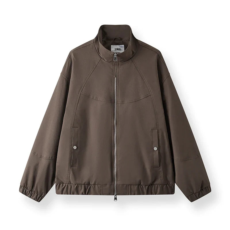 Jacket Men Loose Fit Stand Collar Youth Style 2025 Autumn Winter Minimalist Fashion Casual Coat