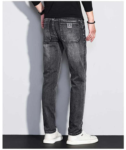 New Men's Jeans Slim Fit Stretch Straight Vintage Trendy Denim Pants Korean Washed Soft Versatile Fashion Trousers Streetwear